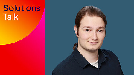 Porträt von Severin im Solutions-Talk-Design zur Podcastfolge über seinen Weg zum Product Owner.