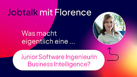 Jobtalk Ingenieurin Business Intelligence; junge Frau in lockerer Business-Kleidung auf einem Stuhl.