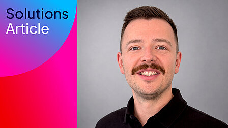 Porträt von Marc vor grauem Hintergrund; im Solutions-Article-Design zum Beitrag KI im Banking