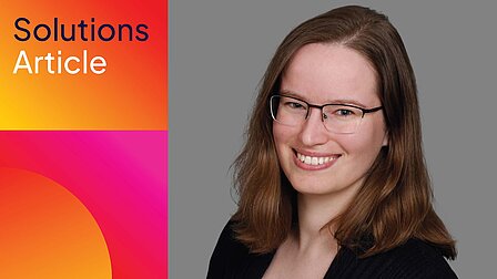 Porträt von Aino mit Brille im Solutions-Article-Design zum Job in Business Intelligence.