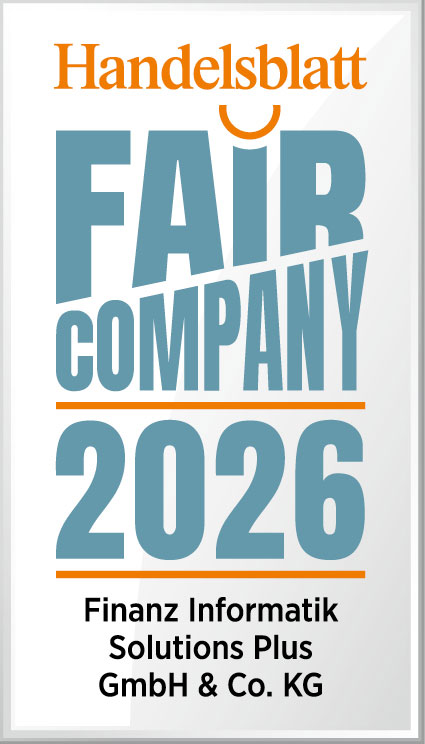 Orange Schrift Handelsblatt und blaue Schrift „Fair Company 2026“ für faire Bedingungen für Nachwuchskräfte